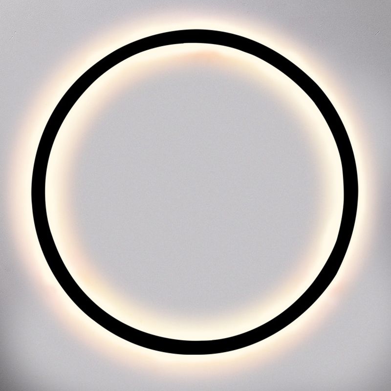 Circular Wall Light Fixture Modern Metal 1 Light Wall Sconce in Black