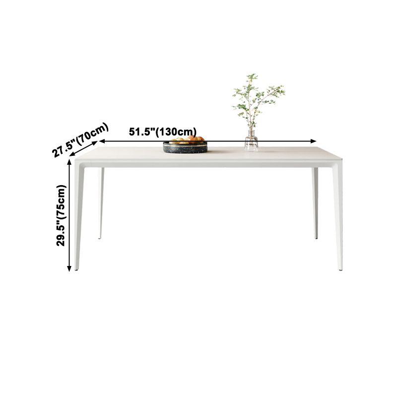 Simplicity Rectangle Dining Table Sintered Stone Table with 4 White Legs