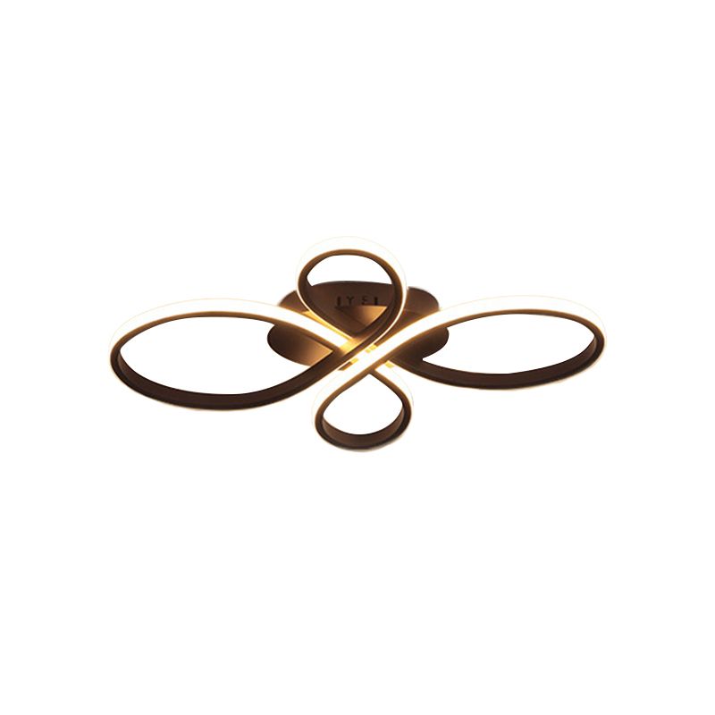 Bedroom LED Ceiling Mounted Light Minimalist White/Coffee Flush Mount with Petals Acrylic Frame, Warm/White/Natural Light