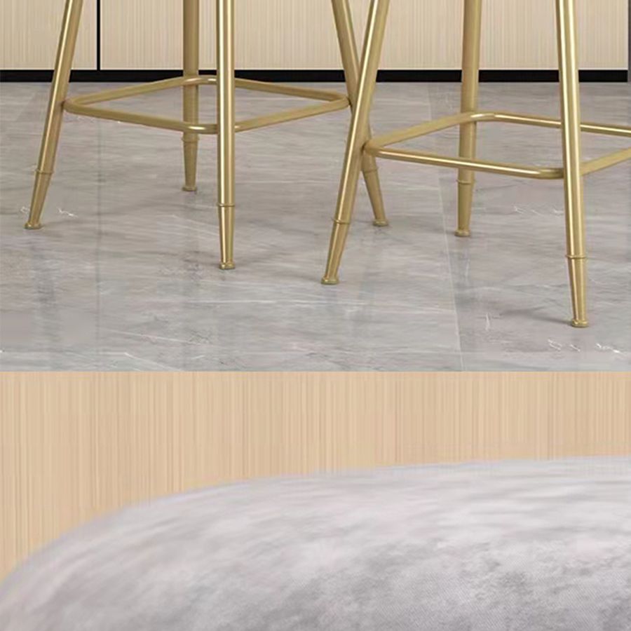 Glam Velvet Low Back Bar Stool Matte Finish Footrest Home Stool