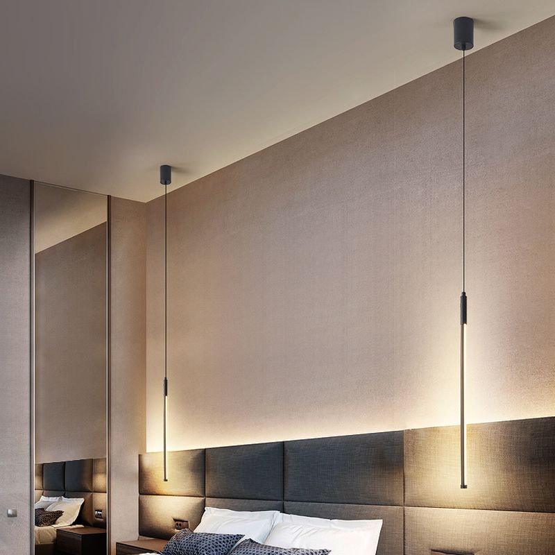 Pendre de style moderne linéaire en métal à 1 lumière pour le restaurant