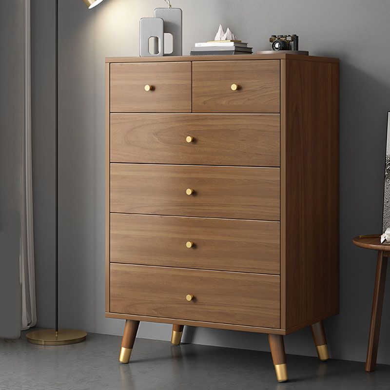 Classic Glam Chest Vertical Brown Wooden Storage Chest with Drawer