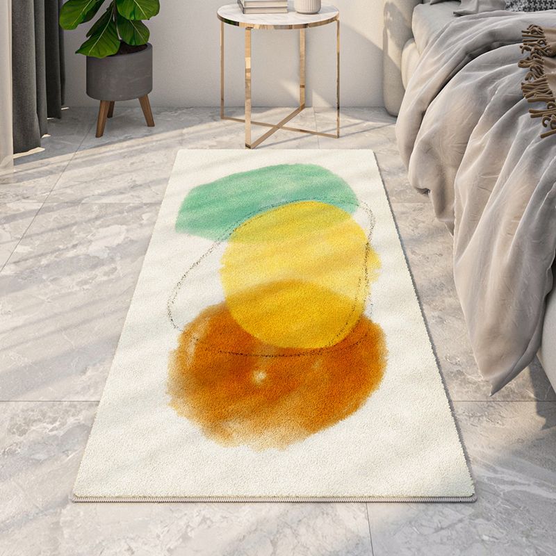 Orange Nordic Rug Polyester Line Rug Washable Indoor Rug for Home Decoration