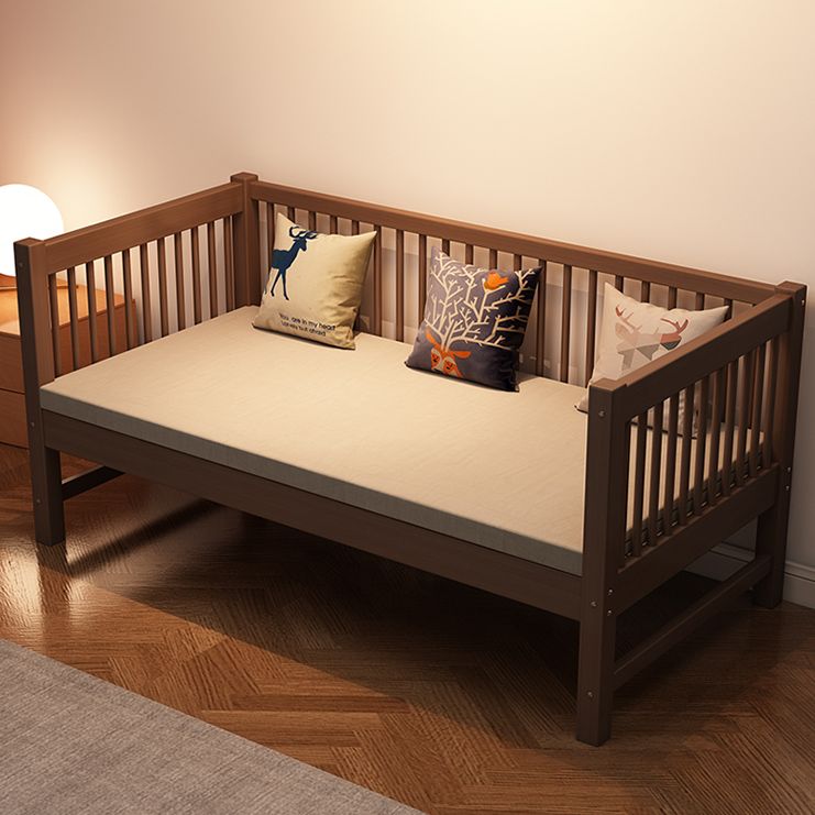 Espresso Wood Solid Wood Baby Crib Ultra-Modern with Guardrail