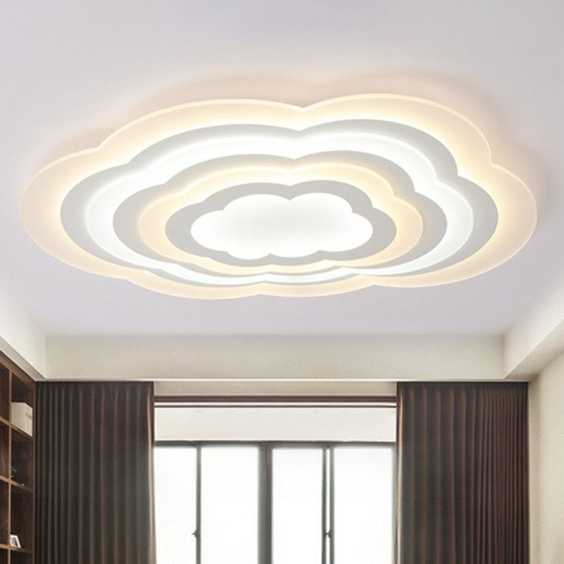 Cloud Kids Chambre Plafonnier Encastré Acrylique Contemporain LED Plafonnier Luminaire en Blanc