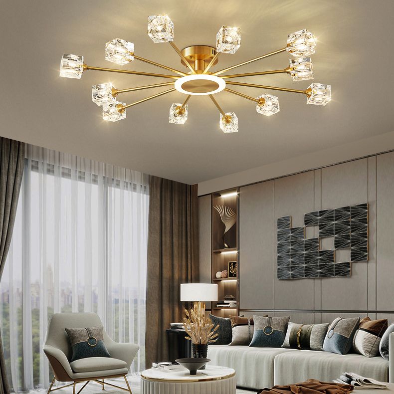 Sputnik Flush Mount Ceiling Light Modern Crystal Ceiling Mount Chandelier