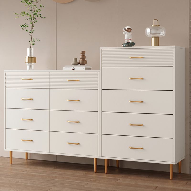Contemporary Bar Pulls Accent Chest Straight Legs White Accent Chest with Drawer
