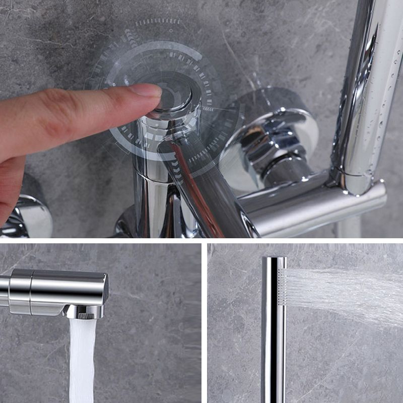 Wall Mounted Metal Tub Filler Low Arc Waterfall Bathroom Faucet with Hose