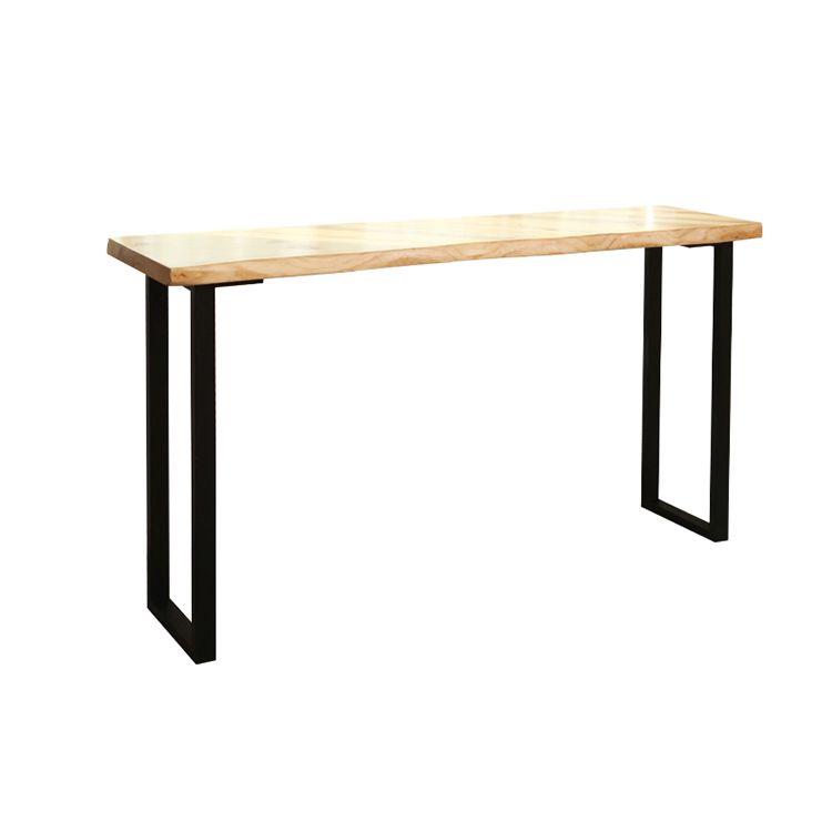 Modern Rectangle Bar Dining Table Wood Sled Bar Height Pub Table with Iron Base