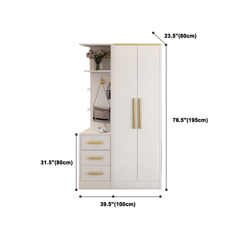 White Wardrobe Cabinet Contemporary Engineered Wood Wardrobe Armoire