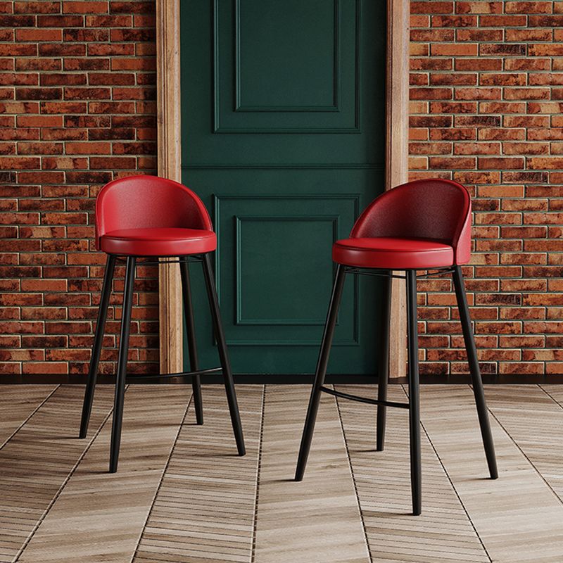 Faux Leather Armless Bar Stool Industrial Low Back Bar Chair with Metal Footrest