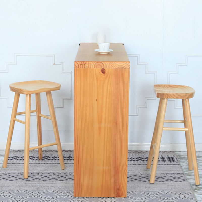 Contemporary Wood Stool Wood Rectangle Seat Counter Stool in Matte Finish