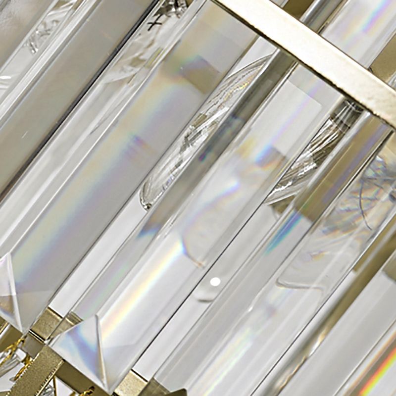 Modernism Layered Wall Lamp Clear Crystal 2 Lights Bedside Wall Sconce Fixture in Brass