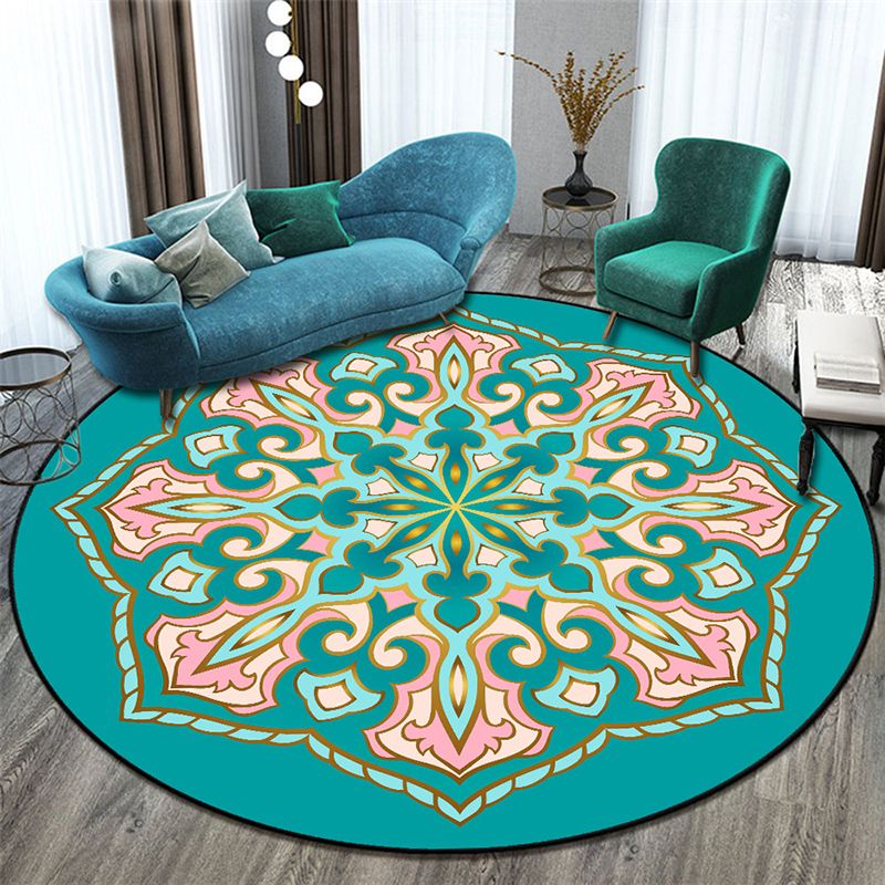Stijlvolle Marokko Trug Floral Pattern Polyester Area Tapijt Non-slip achtergrondgebied tapijt voor woonkamer