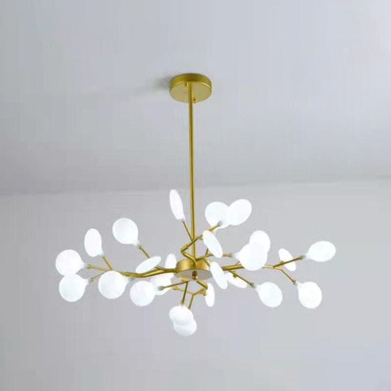 Lámpara de techo dorada contemporánea Candelera de techo de luz múltiple acrílico para sala de estar