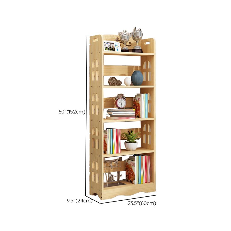 Modern Vertical Wooden Shelf Bookcase Shelves Included Natural Bookshelf for Home