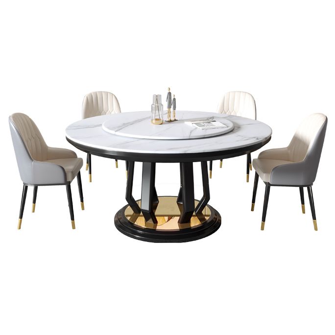Moderner Stil Sintered Stone Esstisch einzelner Sockel Basis runder Tisch mit Plattenspieler