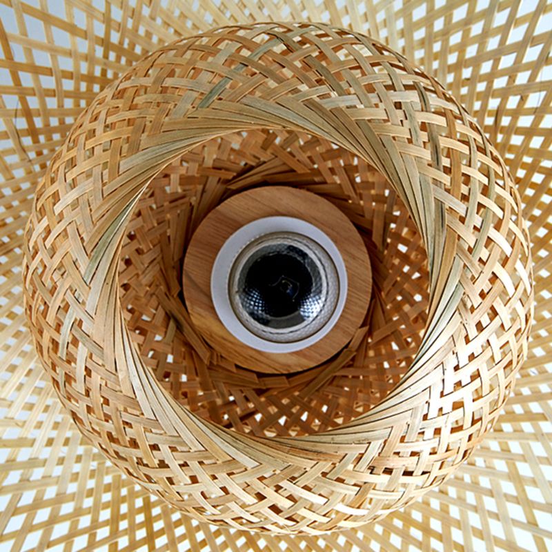 Modern Flush Mount Light Simple Ceiling Lamp with Bamboo Shade for Living Room