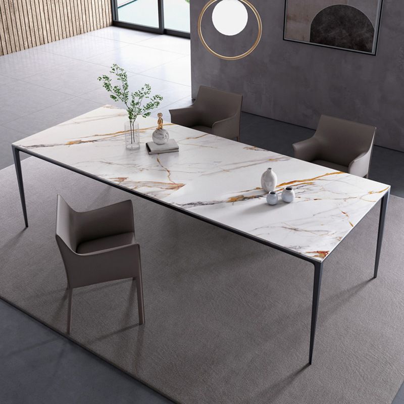 Eettafel met stenen blad Eigentijdse eettafel met 4 poten in zwart