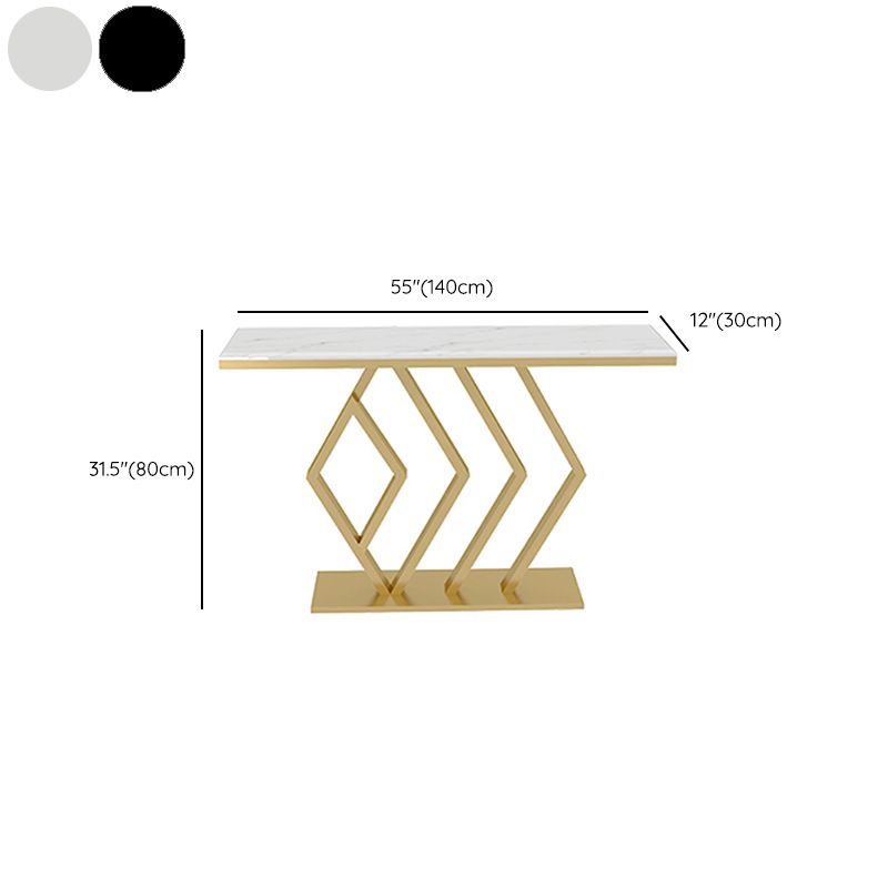 Glam Sofa Console Table Antique Finish Console Accent Table in Marble