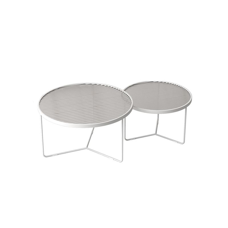 Trestle 2 Nesting Coffee Table Modern Tempered Glass 18'' Coffee Table Set