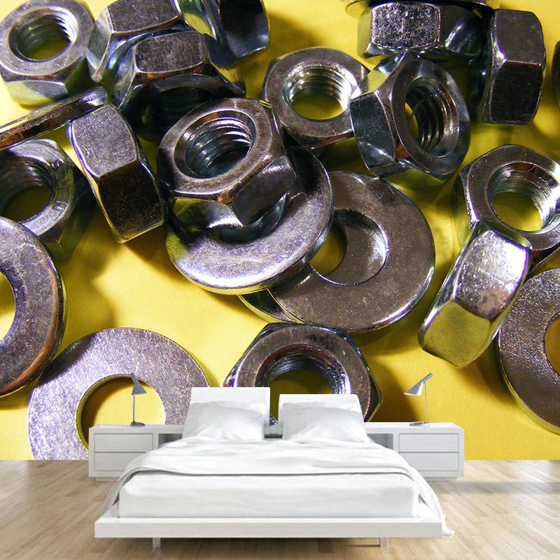 Metal Mural Wallpaper Contemporary Wall Covering for Living Room, Waterproofing