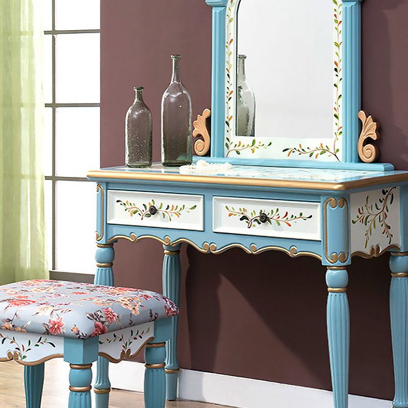 Victorian Makeup Vanity Table with Stool and Mirror Dresser With Storage Drawers