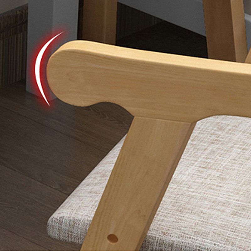 Sillón de comedor con respaldo abierto, brazo tapizado, silla de comedor individual con patas de madera