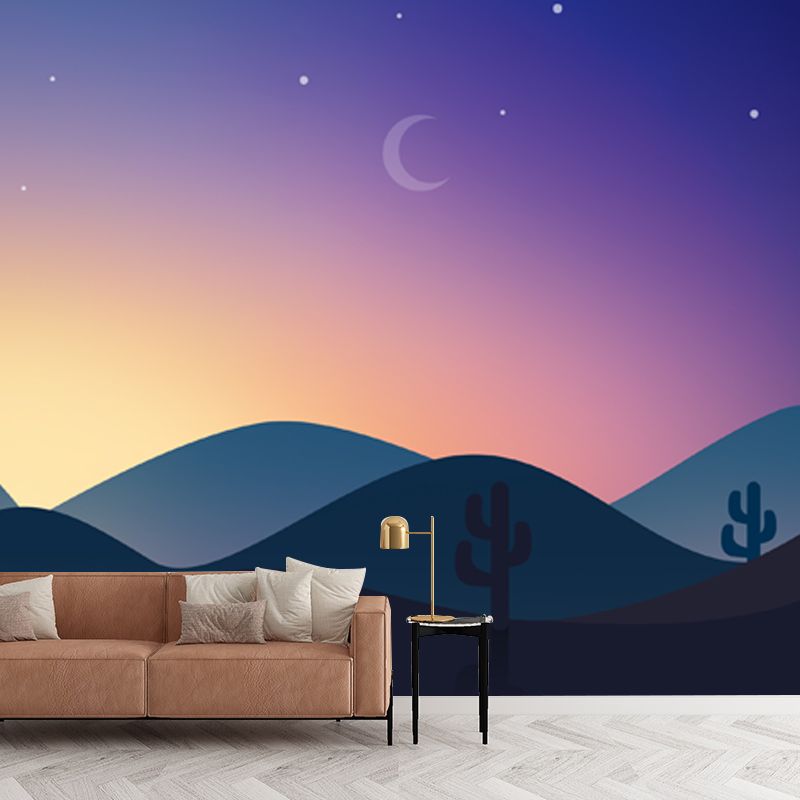 Waterproof Aurora Mountain Wall Mural Scandinavian Non-Woven Wall Art, Custom Size