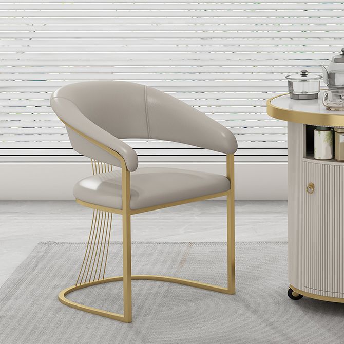 Glam Kitchen Side Chair Gold Base Open Back Dining Arm Chair