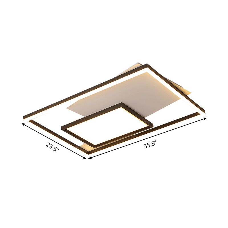Black and White Rectangle Ceiling Lighting Minimalist Acrylic 16"/19.5"/35.5" Wide LED Flush Mount Light in Warm/White Light/Remote Control Stepless Dimming