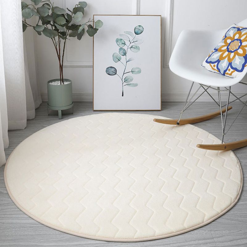 Simple Pure Color Rug Polyester Round Rug Washable Rug for Home Decor
