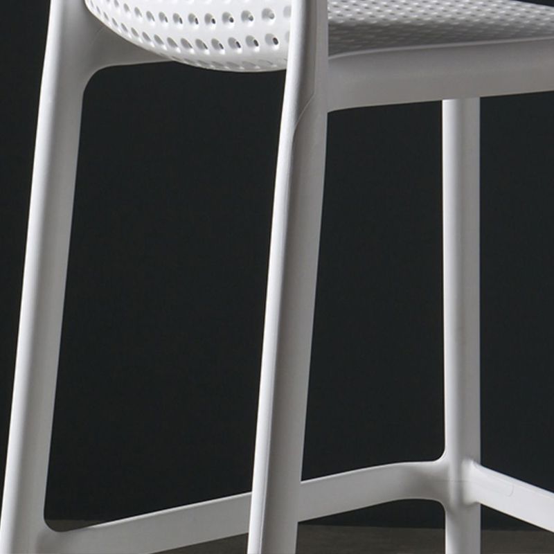 Scandinavian Plastic Barstool Plastic Counter Stool Rectangle Seat in Matte Finish