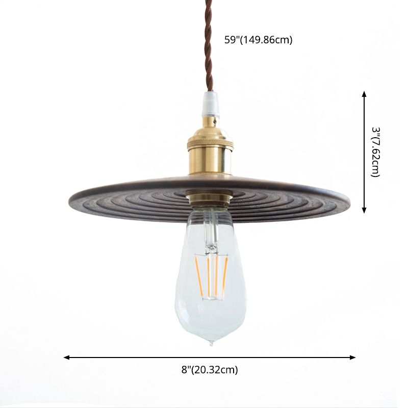 Flying Saucer Wooden Hanging Lighting Nordic 1 Bulb Pendant Light for Dining Room