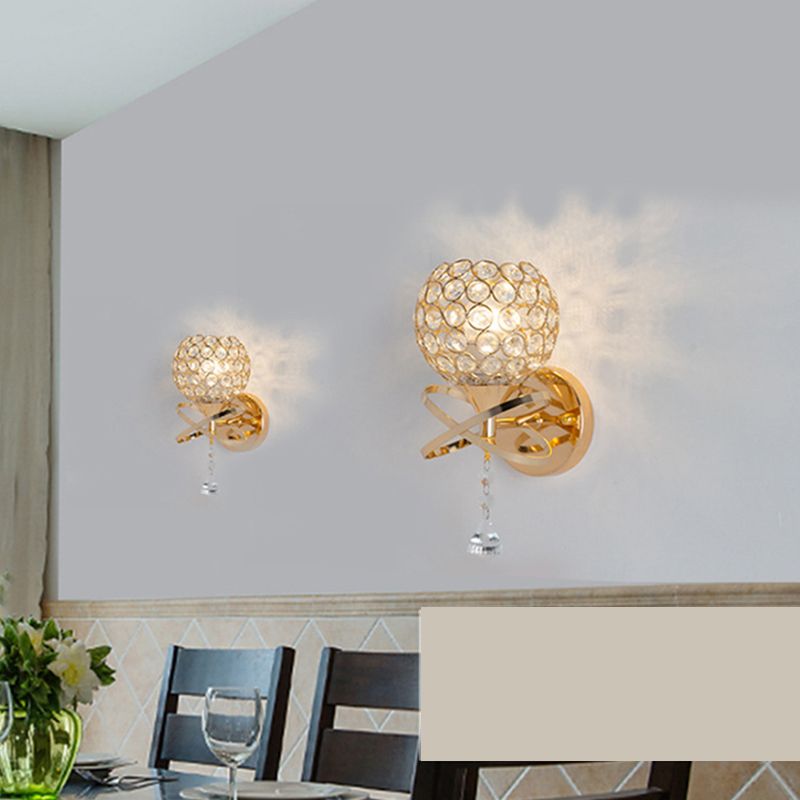 Ball Shade Crystal Wall Light Contemporary Wall Sconce Lighting for Living Room