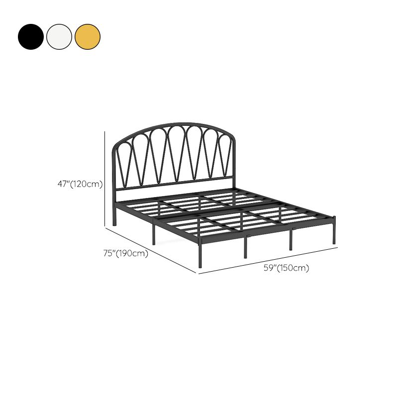 Open Frame Metal Bed Frame Contemporary Wire-Grid Iron Bed with Headboard
