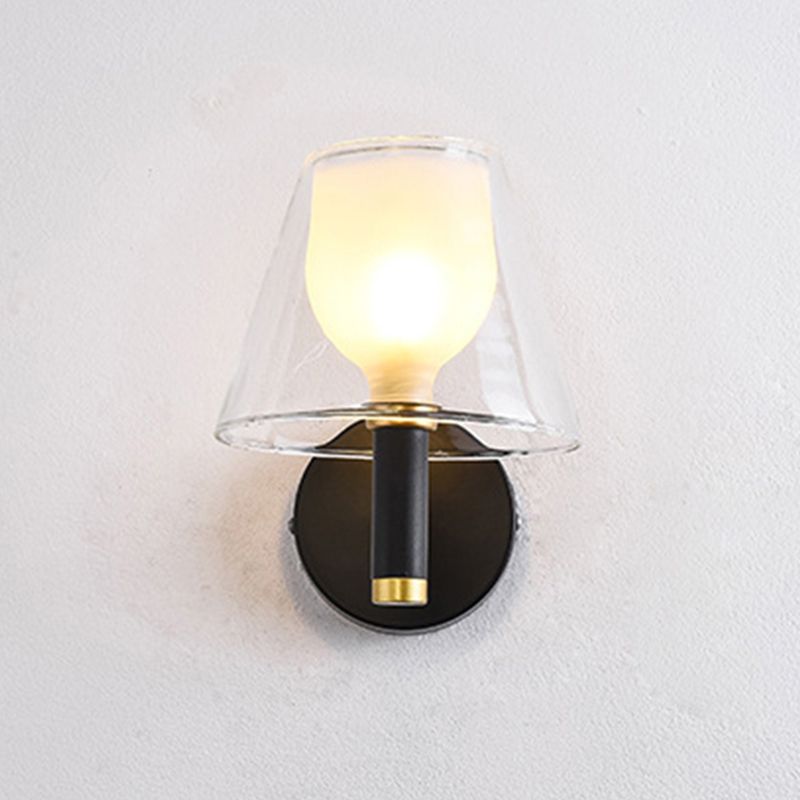 Glass Geometric Wall Light Modern 1-Light Wall Lights in Black