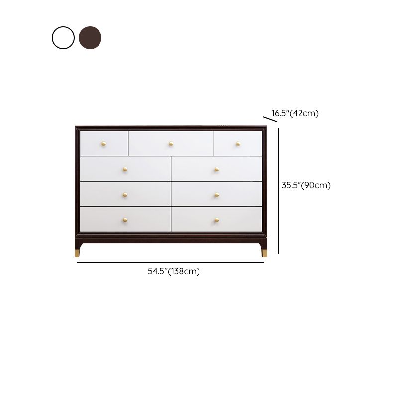 Modern Horizontal Double Dresser Solid Wood Storage Dresser for Bedroom