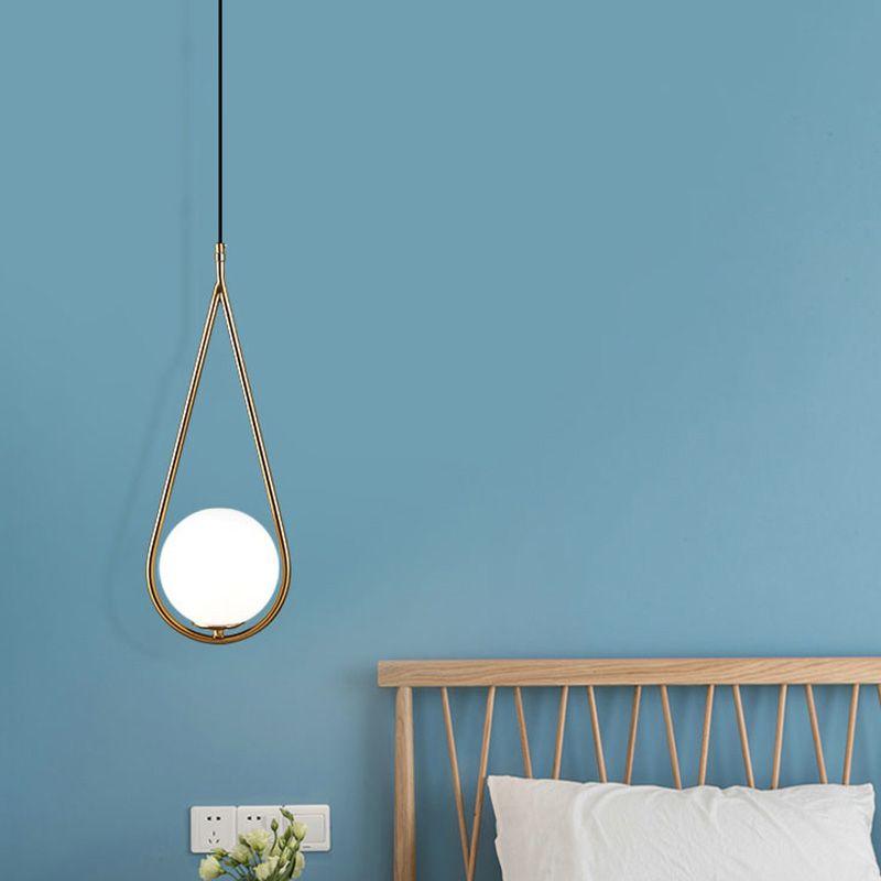 Lampada appesa sferica MODERNA MODERNA 1 Luce Sospensione Sospensione Luce a sospensione con anello di metallo a goccia