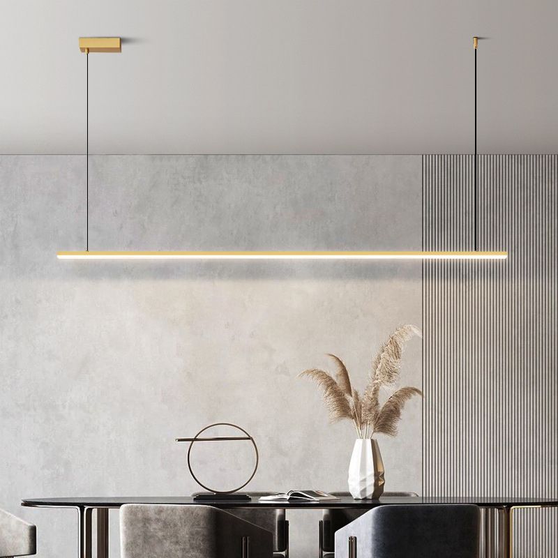 Contemporary Hanging Light Linear Metal Island Light Fixture for Dining Room