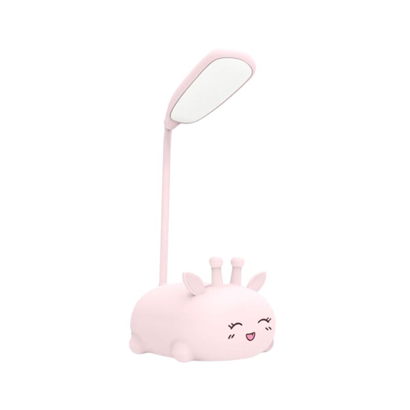 Cartoon Sika Deer Desk Lamp Plastic Kid Room LED Night Light con braccio flessibile in bianco/rosa/blu