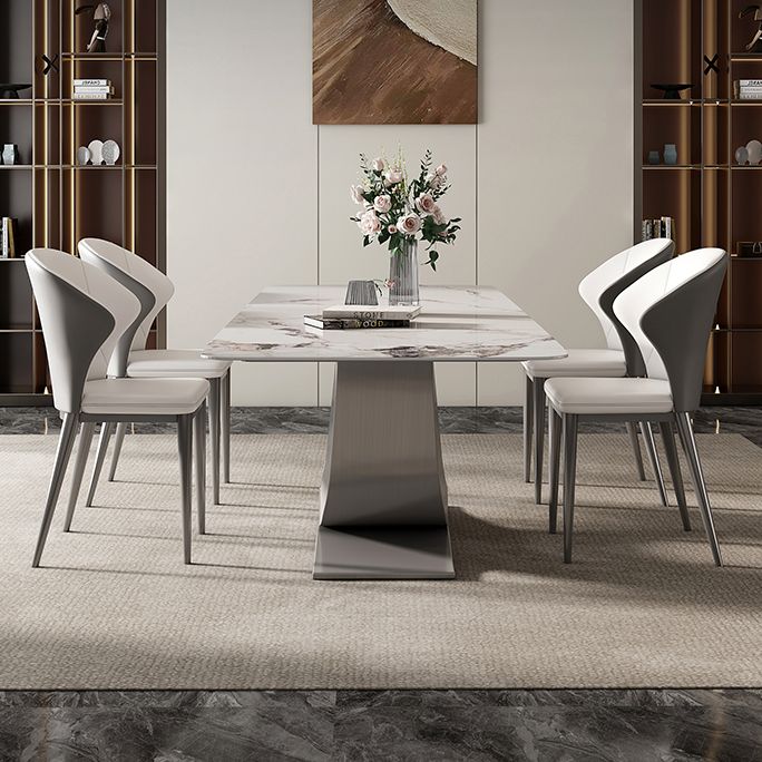 Modern Style Pedestal Dining Table Sintered Stone Rectangle Table for Home