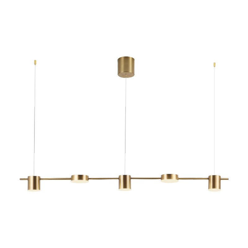 Postmodern Linear Shaped LED Pendant Light Metallic Dining Room Hanging Island Light
