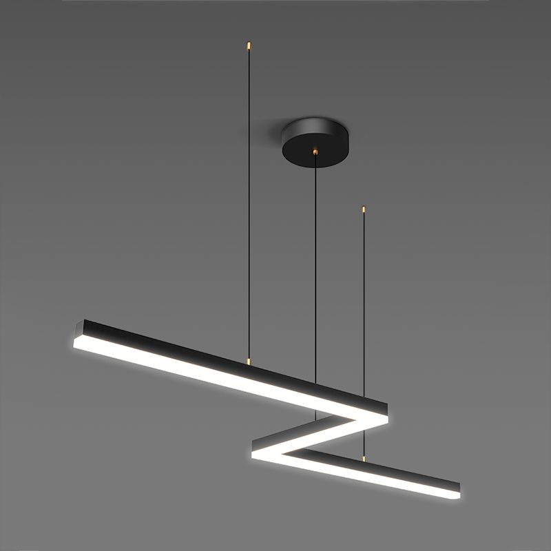 Linear Shape Island Light Modern Style Metal 1-Light Island Lighting in Black