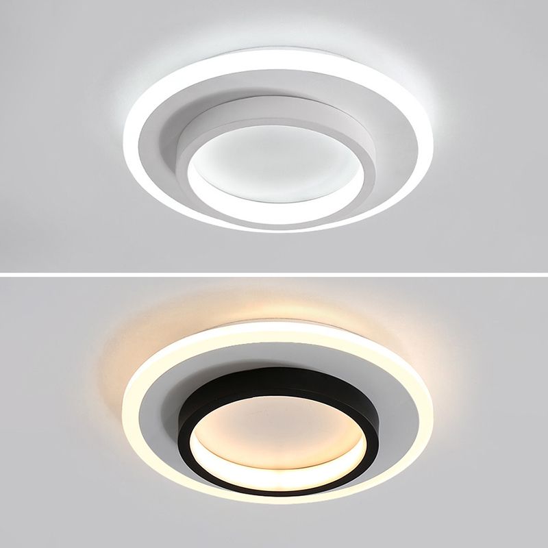Modern Geometric Ceiling Lamp Aluminium 1 Light Flush Mount with Hole 2.5-4'' Dia