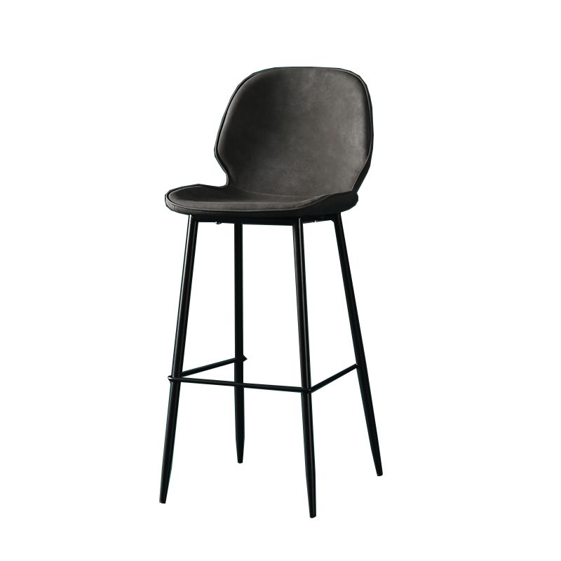 Contemporary Milk Tea Shop Low Back Stool Matte Finish Leather Barstool