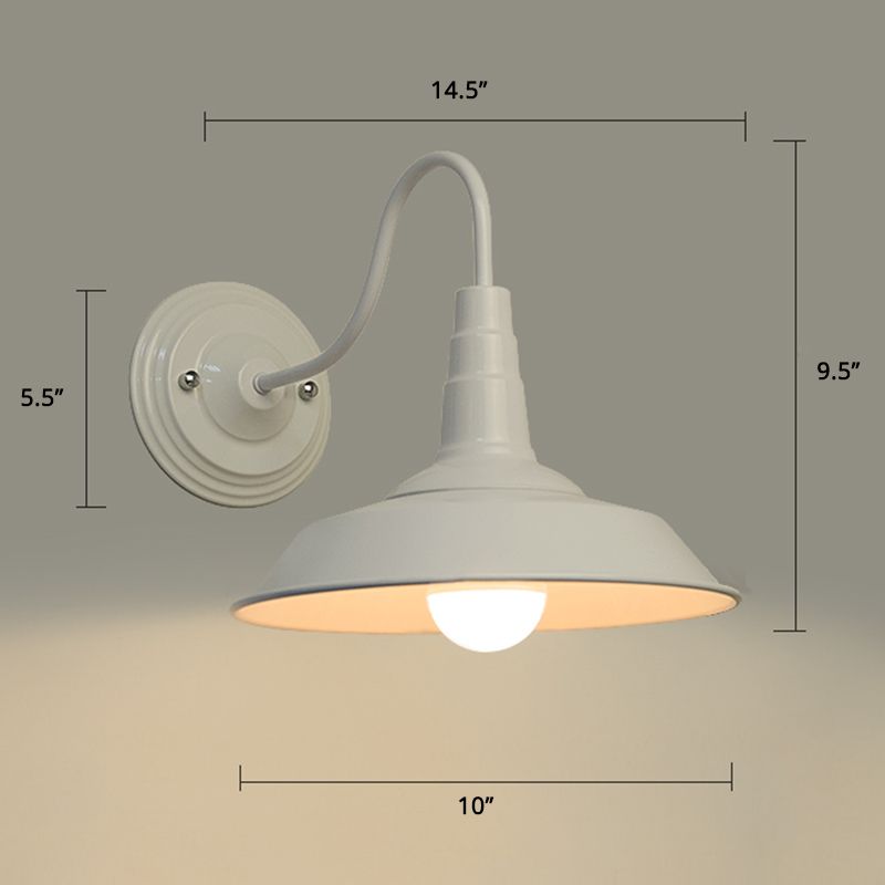 1 Head Schwanenhals Wandleuchte Style Metall -Leuchtenleuchte mit Scheunenschatten
