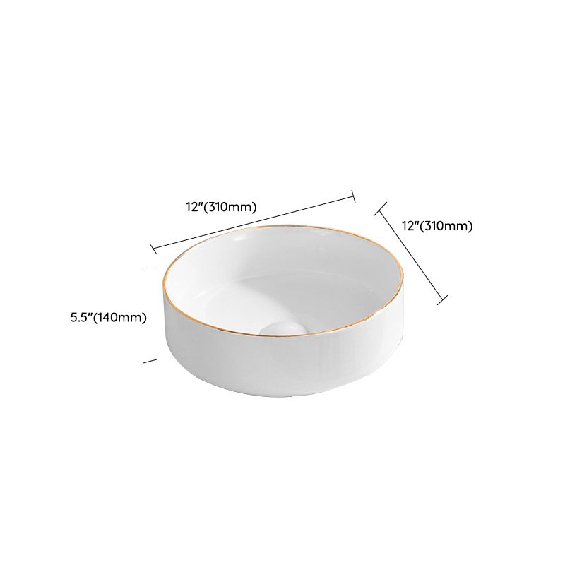 Modern Vessel Lavatory Sink Porcelain Oval Shut-Off Valve Included Vessel