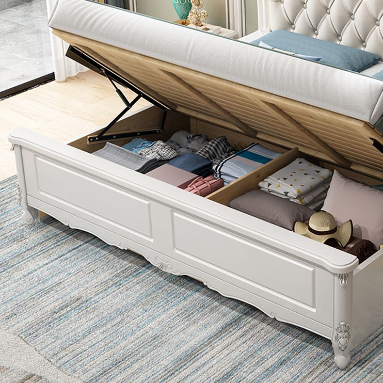 Victorian Solid Wood Standard Bed Headboard Bed Frame with Legs