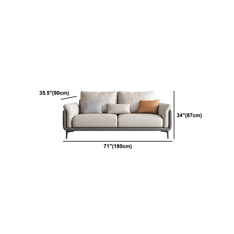 Faux Leather Stain Resistant Contemporary Sofa Couch in Beige